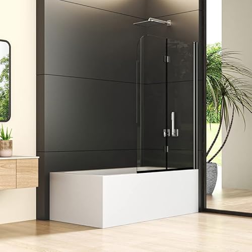 Goezes Faltbar Duschwand für Badewanne 100x140cm 2-teilig, Schwarz Duschtrennwand Badewannenaufsatz, Doppelfaltflügeltür Duschabtrennung, 6mm Nano ESG Glas Goezes Faltbar Duschwand für Badewanne 100x140cm 2-teilig, Schwarz Duschtrennwand Badewannenaufsatz, Doppelfaltflügeltür Duschabtrennung, 6mm Nano ESG Glas von Goezes