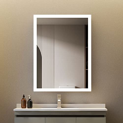 Goezes LED Badspiegel Badezimmerspiegel mit Beleuchtung 40x60cm Wandspiegel 6500K Kaltweiß Rechteckiger Badezimmer Wand Spiegel, Wandmontage Lichtspiegel Schminkspiegel mit Touchschalter von Goezes
