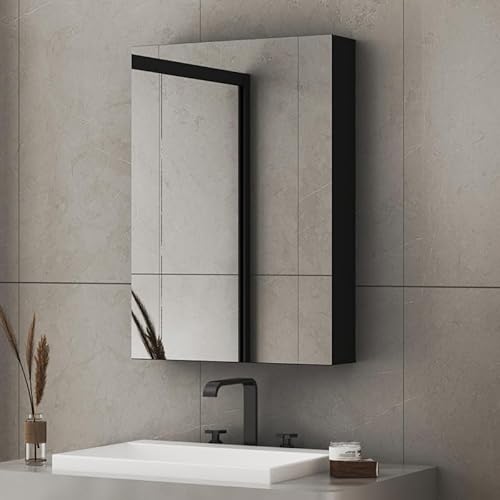 Goezes Spiegelschrank Badezimmerschrank 50x70x12.5cm, Medizinschrank Badschrank Wandschrank, Hängeschrank für Badezimmer mit Doppelseitiger Spiegel von Goezes