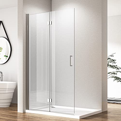 Walk in Duschwand 120x195 cm Faltbar Walk-in Dusche, Goezes Falttür 120cm Duschtrennwand Walk-in Duschabtrennung aus 6mm ESG Sicherheitsglas mit Nano Beschichtung, Walk in Dusche Höhe: 195cm von Goezes