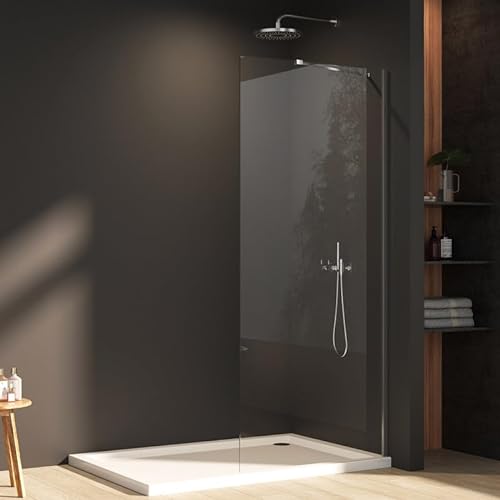 Goezes Walk-in Duschwand 90x185cm Seitenwand Dusche Duschabtrennung, Walk in Glas Duschkabine Duschtür aus 6mm ESG Sicherheitsglas, Echtglas Duschtrennwand mit Stabilisator von Goezes