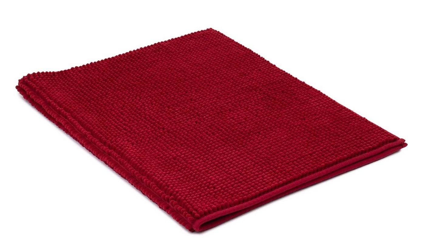 Badematte CHENILLE, Bordeaux, 100 x 60 cm, Uni, Höhe 15.0 mm, rutschhemmend beschichtet, fußbodenheizungsgeeignet, Polyester, rechteckig von OTTO