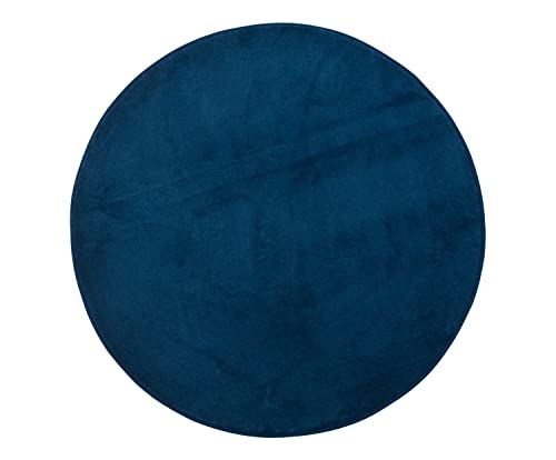 Gözze - Premium Rutschfester Runder Badezimmerteppich, RIO, 100% Microfaser, Ø 110 cm - Dunkelblau Gözze - Premium Rutschfester Runder Badezimmerteppich, RIO, 100% Microfaser, Ø 110 cm - Dunkelblau von Gözze
