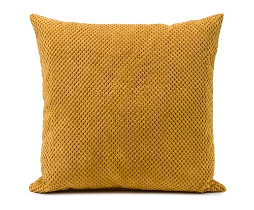 Gözze - Kissen Sven, Dekokissen in genoppter Optik, Weiches Sofakissen mit Füllung, 100% Polyester, 60 x 60 cm - Senf von Gözze