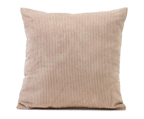 Gözze - Kissen Capri, Dekokissen in Feincord-Optik, Weiches Sofakissen mit Füllung, 100% Polyester, 45 x 45 cm - Creme von Gözze