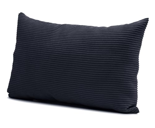 Gözze - Kissen Capri, Dekokissen in Feincord-Optik, Weiches Sofakissen mit Füllung, 100% Polyester, 30 x 50 cm - Schwarz von Gözze