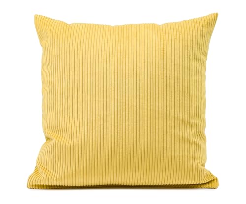 Gözze - Kissen Capri, Dekokissen in Feincord-Optik, Weiches Sofakissen mit Füllung, 100% Polyester, 45 x 45 cm - Senf von Gözze
