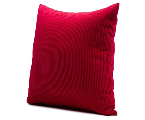 Gözze - Kissen Capri, Dekokissen in Feincord-Optik, Weiches Sofakissen mit Füllung, 100% Polyester, 45 x 45 cm - Rot von Gözze