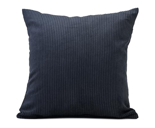 Gözze - Kissen Capri, Dekokissen in Feincord-Optik, Weiches Sofakissen mit Füllung, 100% Polyester, 45 x 45 cm - Schwarz von Gözze