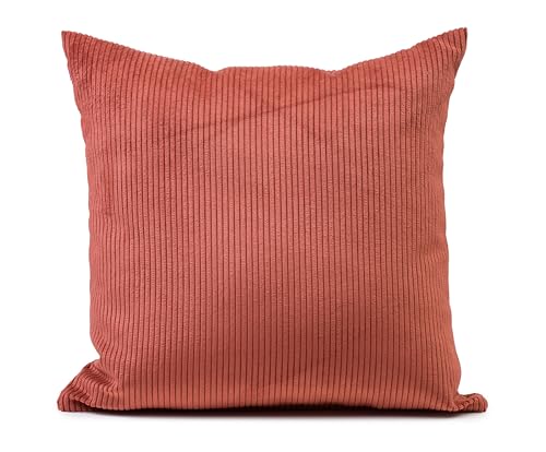 Gözze - Kissen Capri, Dekokissen in Feincord-Optik, Weiches Sofakissen mit Füllung, 100% Polyester, 45 x 45 cm - Zimt von Gözze