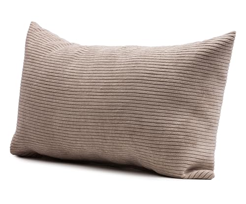 Gözze - Kissen Capri, Dekokissen in Feincord-Optik, Weiches Sofakissen mit Füllung, 100% Polyester, 30 x 50 cm - Taupe von Gözze