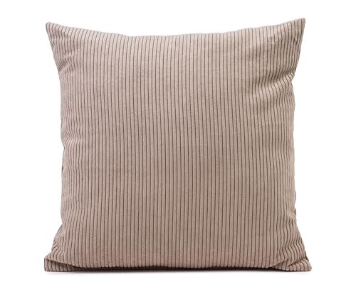 Gözze - Kissen Capri, Dekokissen in Feincord-Optik, Weiches Sofakissen mit Füllung, 100% Polyester, 45 x 45 cm - Taupe von Gözze