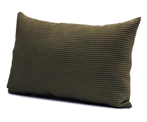 Gözze - Kissen Capri, Dekokissen in Feincord-Optik, Weiches Sofakissen mit Füllung, 100% Polyester, 30 x 50 cm - Dunkelgrün von Gözze