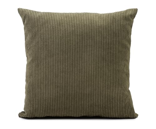 Gözze - Kissen Capri, Dekokissen in Feincord-Optik, Weiches Sofakissen mit Füllung, 100% Polyester, 45 x 45 cm - Dunkelgrün von Gözze