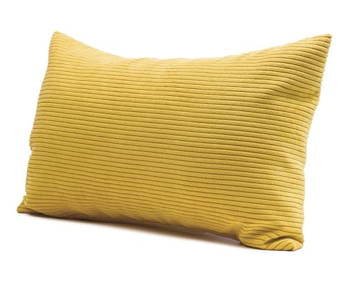Gözze - Kissen Capri, Dekokissen in Feincord-Optik, Weiches Sofakissen mit Füllung, 100% Polyester, 30 x 50 cm - Senf von Gözze