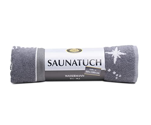Gözze - Flauschiges Saunatuch mit Sternzeichen-Design, Wassermann, 100% Baumwolle - 80 x 180 cm, Anthrazit/Silber von Gözze