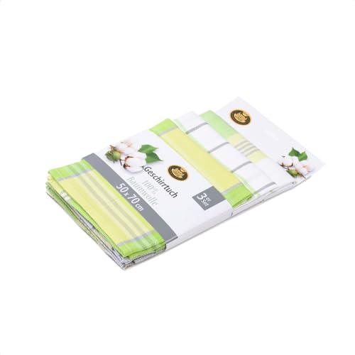 Gözze - Geschirrtuch-Set, 3-teilig, 100% Baumwolle, hohe Materialdichte (260 g/m²), 50 x 70 cm - Grün Gözze - Geschirrtuch-Set, 3-teilig, 100% Baumwolle, hohe Materialdichte (260 g/m²), 50 x 70 cm - Grün von Gözze
