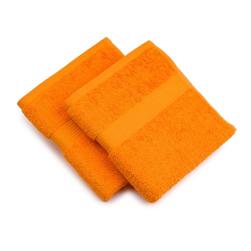 Gözze - New York Handtuch, 2er Set, Weich und saugfähig, 100% Baumwolle, 50 x 100 cm - Orange von Gözze