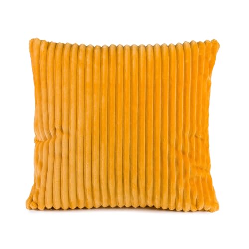Gözze - Kuschelweicher Kissenbezug in Cord Optik, 2er Set, 50 x 50 cm - Senf von Gözze