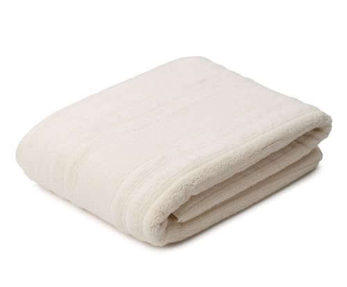 Gözze - Mailand Frottier-Badetuch, Weich und saugfähig, 70% Bio-Baumwolle/30% Viskose (Bambus), Vegan, 100 x 150 cm - Creme von Gözze