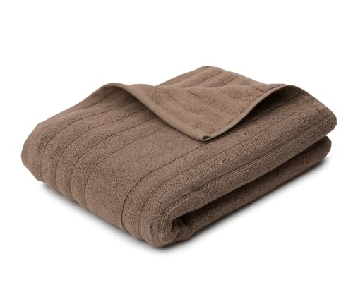Gözze - Mailand Frottier-Duschtuch, Weich und saugfähig, 70% Bio-Baumwolle/30% Viskose (Bambus), Vegan, 70 x 140 cm - Stein von Gözze