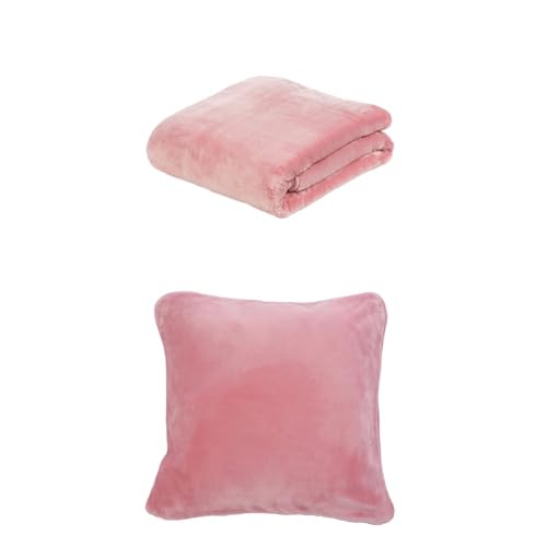 Gözze Premium Cashmere-Feeling Decke und 2er Set Cashmere-Feeling Kissen, 130x170 cm + 50x50 cm, Farbe: Altrosa von Gözze