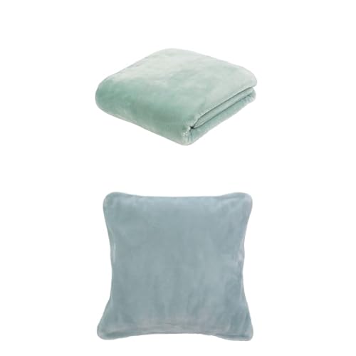 Gözze Premium Cashmere-Feeling Decke und 2er Set Cashmere-Feeling Kissen, 130x170 cm + 50x50 cm, Farbe: Aqua von Gözze