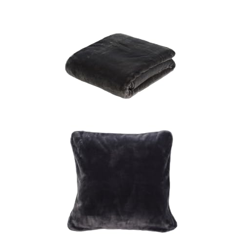 Gözze Premium Cashmere-Feeling Decke und 2er Set Cashmere-Feeling Kissen, 130x170 cm + 50x50 cm, Farbe: anthrazit von Gözze