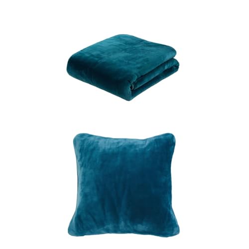 Gözze Premium Cashmere-Feeling Decke und 2er Set Cashmere-Feeling Kissen, 180x220 cm + 50x50 cm, Farbe: Petrol von Gözze