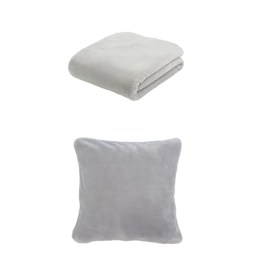 Gözze Premium Cashmere-Feeling Decke und 2er Set Cashmere-Feeling Kissen, 180x220 cm + 50x50 cm, Farbe: Silber Gözze Premium Cashmere-Feeling Decke und 2er Set Cashmere-Feeling Kissen, 180x220 cm + 50x50 cm, Farbe: Silber von Gözze