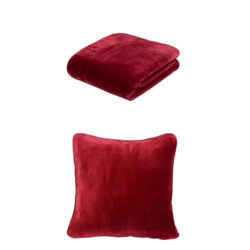 Gözze Premium Cashmere-Feeling Decke und 2er Set Cashmere-Feeling Kissen, 180x220 cm + 50x50 cm, Farbe: rot von Gözze