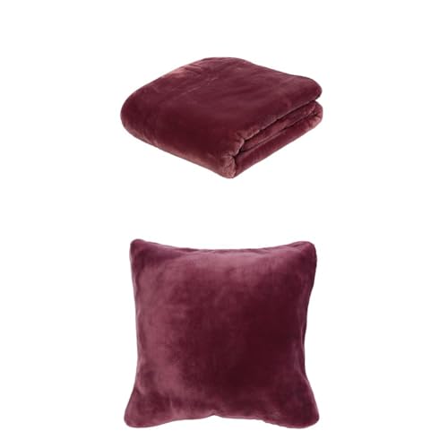 Gözze Premium Cashmere-Feeling Decke und 2er Set Cashmere-Feeling Kissen, 220x240 cm + 50x50 cm, Farbe: Beere von Gözze