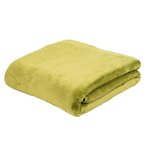 Gözze - Premium Cashmere-Feeling Wohn- und Kuscheldecke, 500 g/m², 130 x 170 cm - Limonengrün von Gözze