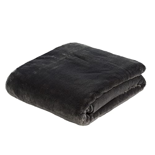 Gözze - Premium Cashmere-Feeling Wohn- und Kuscheldecke, 500 g/m², 180 x 220 cm - Anthrazit von Gözze