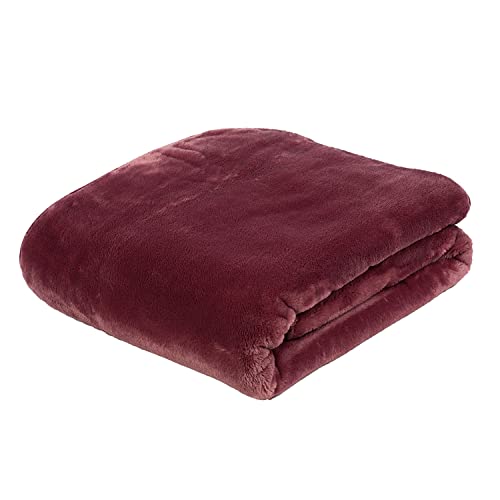 Gözze - Premium Cashmere-Feeling Wohn- und Kuscheldecke, 500 g/m², 180 x 220 cm - Beere von Gözze