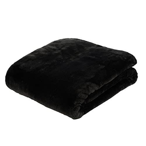 Gözze - Premium Cashmere-Feeling Wohn- und Kuscheldecke, 500 g/m², 180 x 220 cm - Schwarz von Gözze