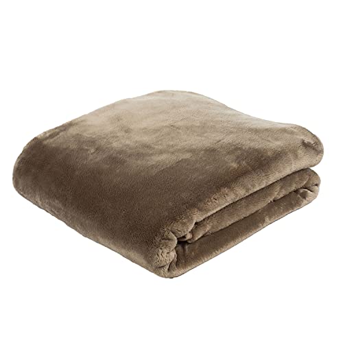 Gözze - Premium Cashmere-Feeling Wohn- und Kuscheldecke, 500 g/m², 220 x 240 cm - Taupe von Gözze