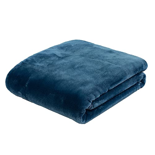 Gözze - Premium Cashmere-Feeling Wohn- und Kuscheldecke, 500 g/m², 220 x 240 cm - Blau von Gözze