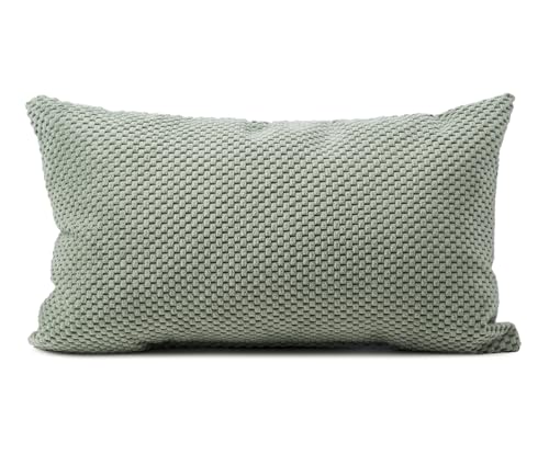 Gözze - Kissen Sven, Dekokissen in genoppter Optik, Weiches Sofakissen mit Füllung, 100% Polyester, 30 x 50 cm - Eukalyptus von Gözze