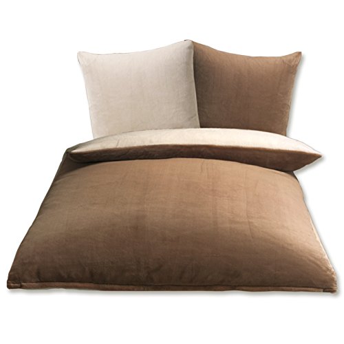 Gözze - Wendebettwäsche, Cashmere-Feeling, Bettbezug: 135 x 200 cm, Kissenbezug: 80 x 80 cm, Mikrofaser - Taupe/Wollweiß Gözze - Wendebettwäsche, Cashmere-Feeling, Bettbezug: 135 x 200 cm, Kissenbezug: 80 x 80 cm, Mikrofaser - Taupe/Wollweiß von Gözze