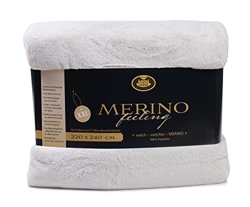 Gözze - Gemütliche Kuscheldecke, Merino Feeling, Wendbar, Hohe Dichte 600 g/m², 220 x 240 cm - Silber Gözze - Gemütliche Kuscheldecke, Merino Feeling, Wendbar, Hohe Dichte 600 g/m², 220 x 240 cm - Silber von Gözze