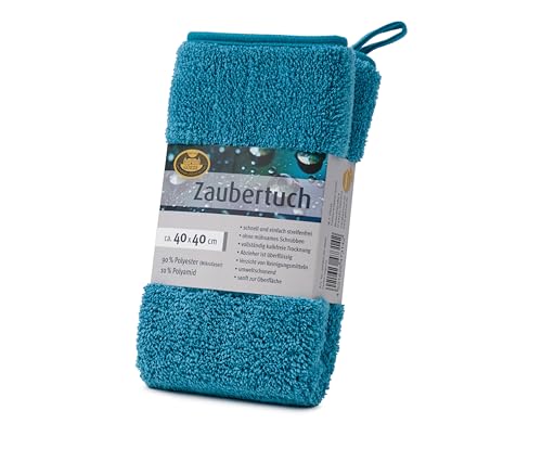 Gözze - Zaubertuch, Sehr saugstarkes Mikrofasertuch, 600 g/m², Reinigungstuch für Bad, Küche und Auto, 40 x 40 cm - Lagune von Gözze