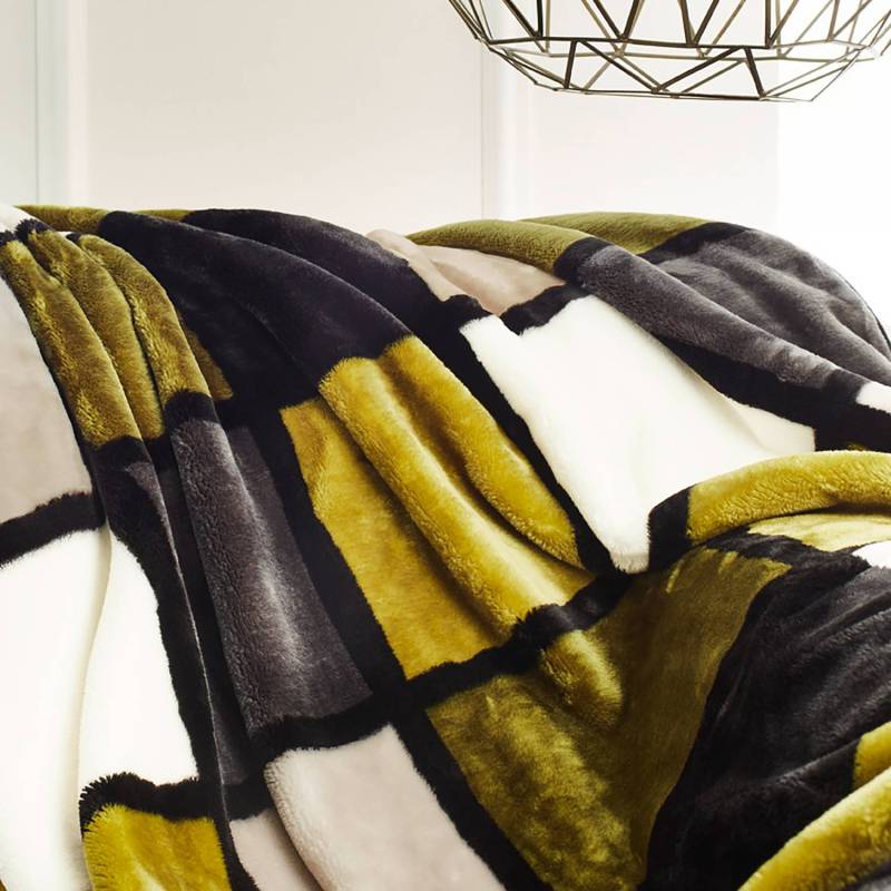 home24 Plaid Antigua 150 x 200cm Multicolor/Apfelgrün Microfaser von home24