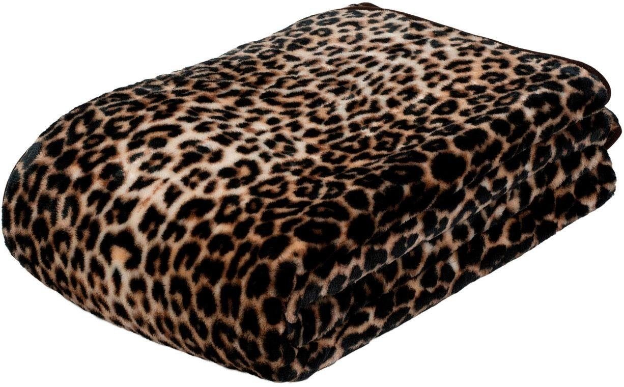 Wohndecke Leopard, Gözze, mit gedrucktem Motiv, Kuscheldecke von Gözze