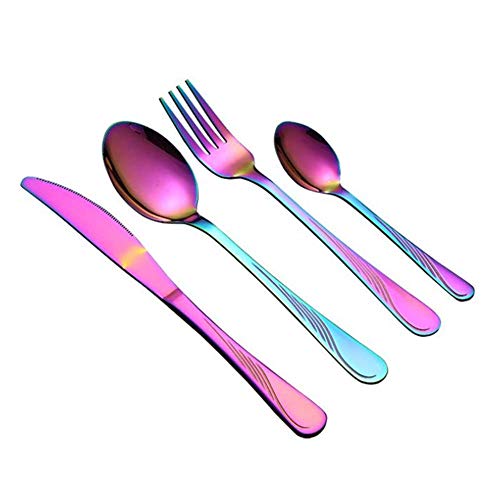 Cutlery Set Buntes Besteck Edelstahlbesteck Hochwertiges Besteck Set Regenbogenbesteckset SpüLmaschinenf Geeignet FüR Hotels Familien Partys Four-Piece Set Cutlery Set Buntes Besteck Edelstahlbesteck Hochwertiges Besteck Set Regenbogenbesteckset SpüLmaschinenf Geeignet FüR Hotels Familien Partys Four-Piece Set von Gofeibao