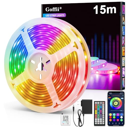 LED Strip 15m, LED Streifen Bluetooth RGB Led Band Selbstklebend mit Fernbedienung und APP. Musik Sync, Timer-Einstellung Dimmbar Led Stripes Lichterkette für Zimmer Partei deko LED Strip 15m, LED Streifen Bluetooth RGB Led Band Selbstklebend mit Fernbedienung und APP. Musik Sync, Timer-Einstellung Dimmbar Led Stripes Lichterkette für Zimmer Partei deko von Goffii