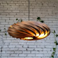 Hängeleuchte Aus Nussbaum Holz. Handgefertigt in Kölner Atelier von Gofurnit