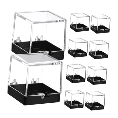 Gogogmee 10 Stück Teiliges Transparente Aufbewahrungsboxen mit Schwarzem Boden Quadratische Displayboxen für Mineralien Schmuck und Sammlerstücke Leicht Robust und Vielseitig Einsetzbar von Gogogmee