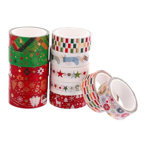 Gogogmee 12 Stück Teiliges Washi Tape Weihnachtsmotiv Selbstklebend Leicht Entfernbar für Geschenkverpackung Scrapbooking Kalender DIY Dekoration von Gogogmee