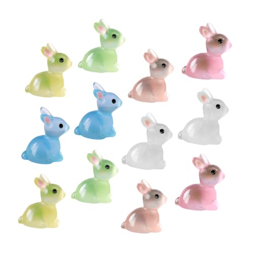 Gogogmee Kleiner Kaninchen Figuren 12 Stück Leuchtende Kaninchen Deko Für Mikrolandschaften Cartoon Hasen Statuen Aus Langlebigem Kunstharz Für Garten Auto Und Balkon von Gogogmee